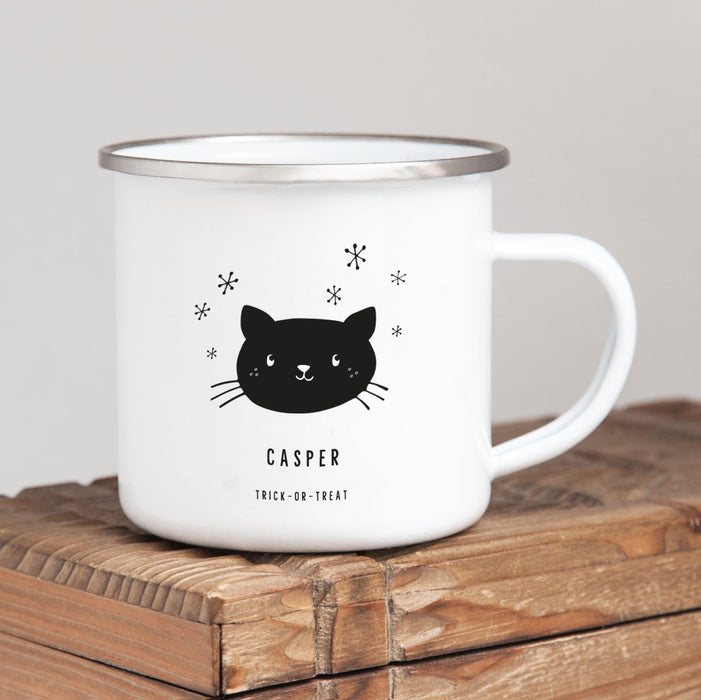 Halloween Personalised Hot Chocolate Enamel Mug