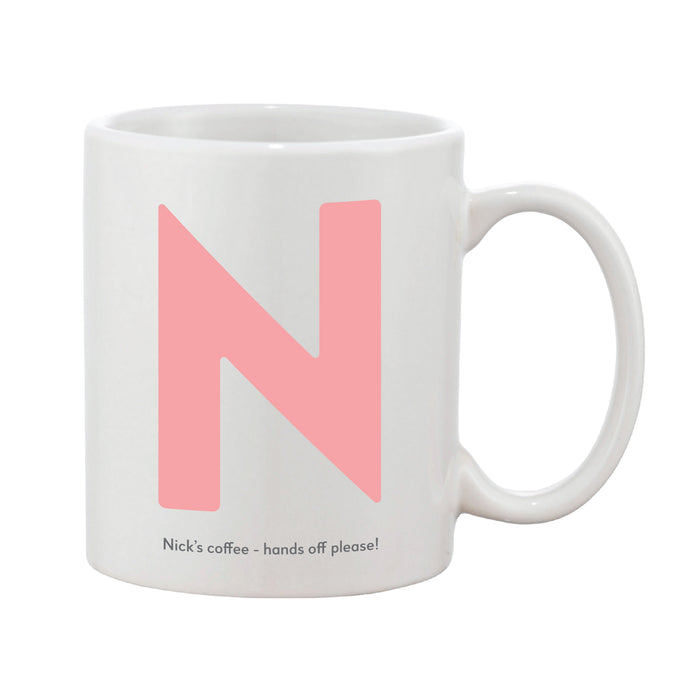 Bold Initial Mug (Personalised Message Optional - Various Colours)
