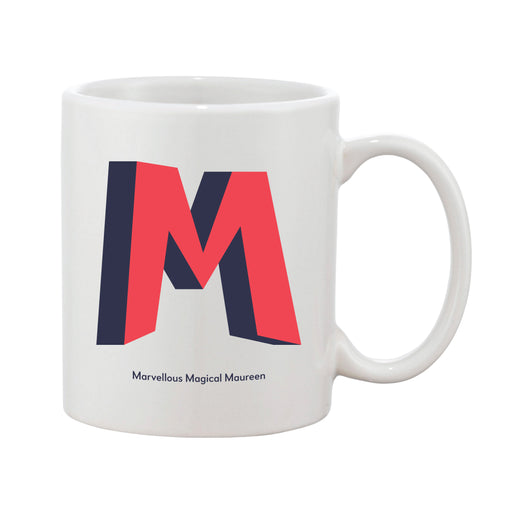 Bright 3D Initial Mug (Personalised Message Optional - Various Colours)