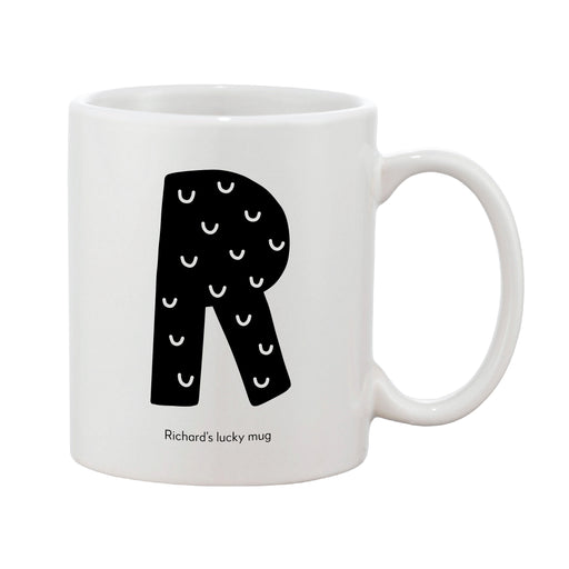Fun Scandi Initial Mug (Personalised Message Optional - Various Colours)
