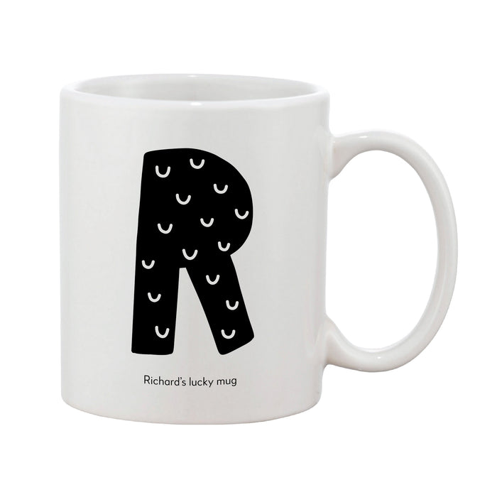 Fun Scandi Initial Mug (Personalised Message Optional - Various Colours)