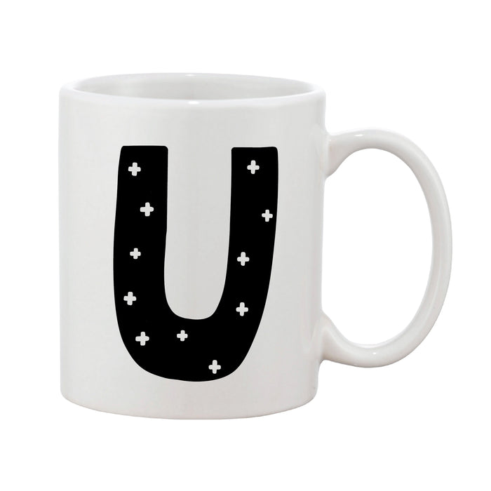 Fun Scandi Initial Mug (Personalised Message Optional - Various Colours)