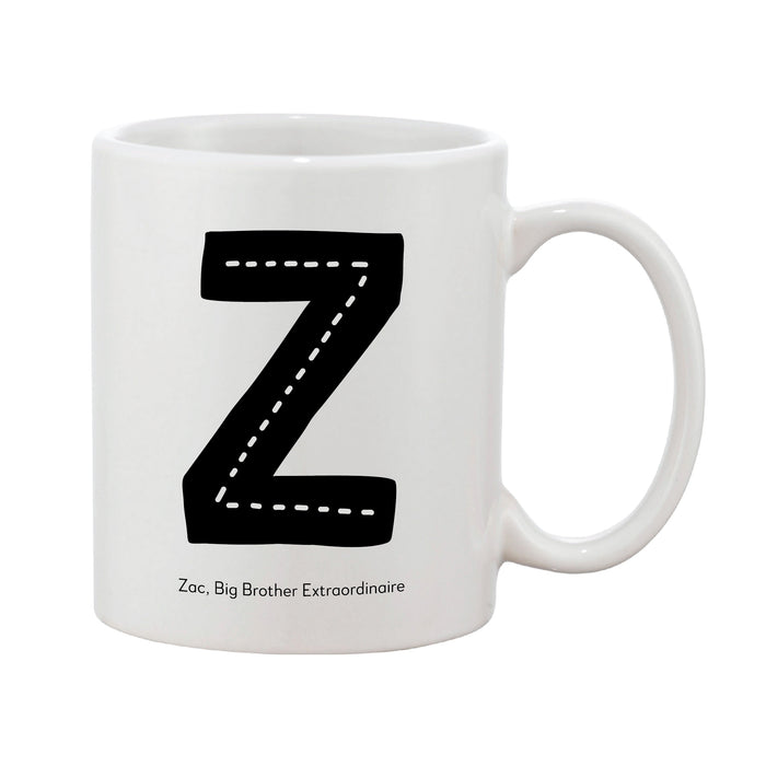 Fun Scandi Initial Mug (Personalised Message Optional - Various Colours)
