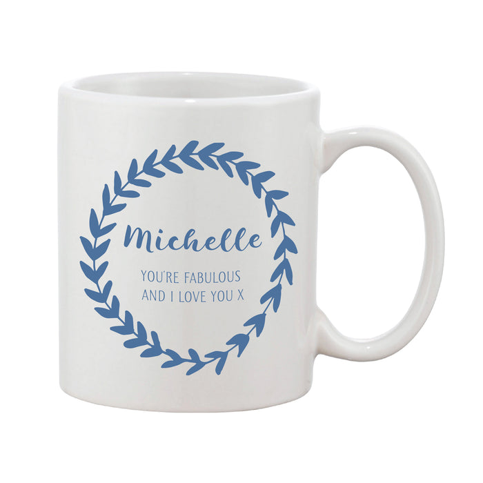 Personalised Message Leaf Loop Mother's Day Mug