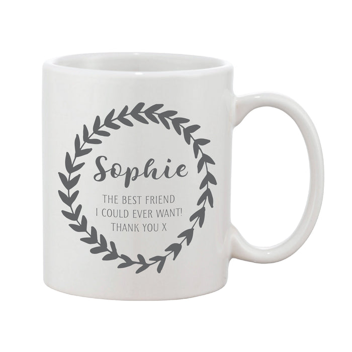Leaf Loop Mug With Personalised Message (Various Colours)
