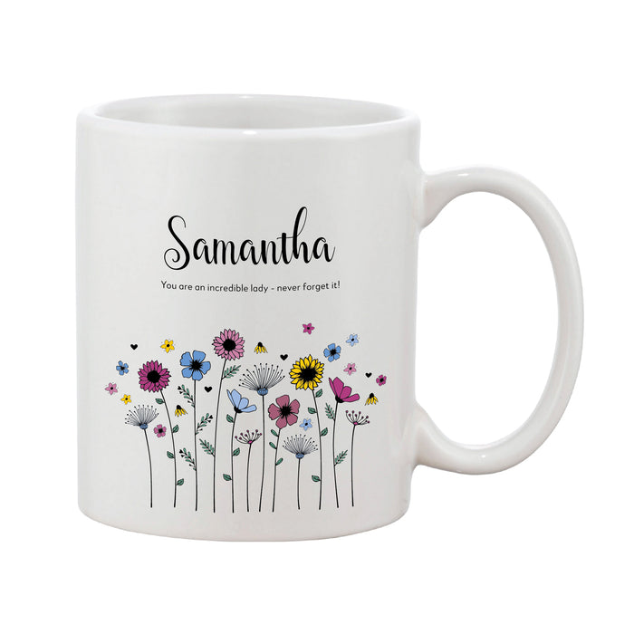 Meadowfield Ditsy Floral Mug With Personalised Message