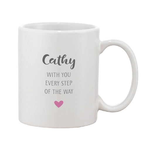 Grey & Pink Heart Mug With Personalised Message