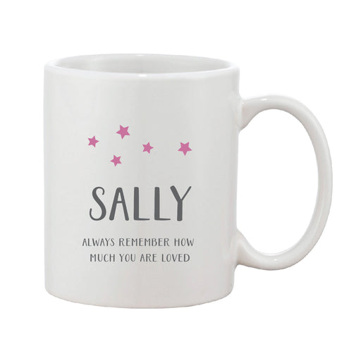 Grey & Pink Star Mug With Personalised Message
