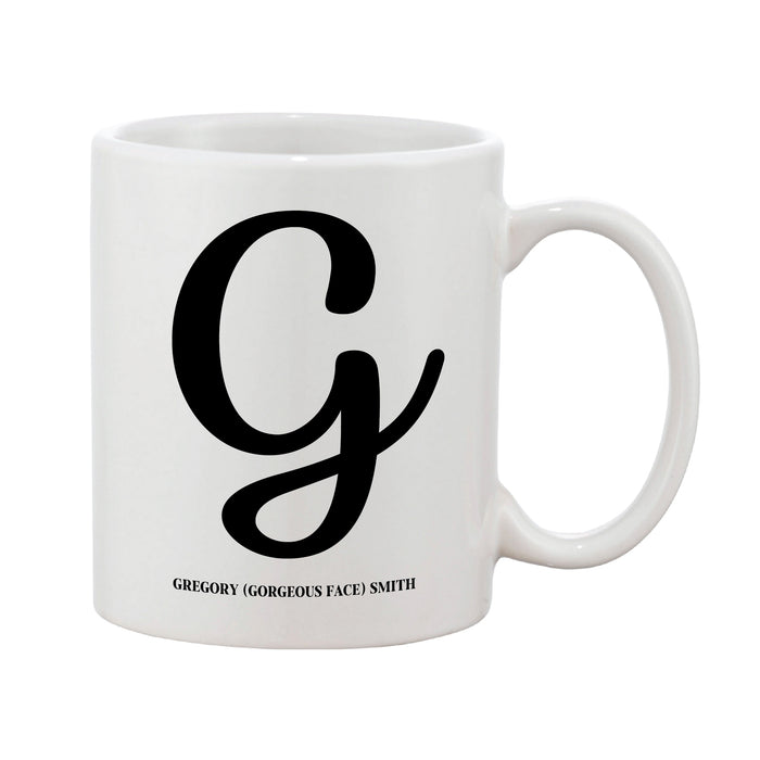 Swirly Initial Mug (Personalised Message Optional)