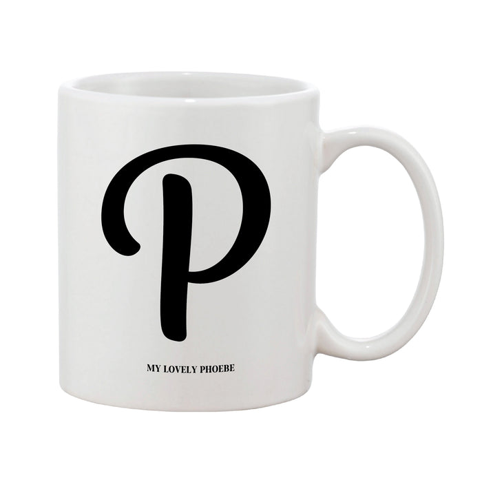 Swirly Initial Mug (Personalised Message Optional)