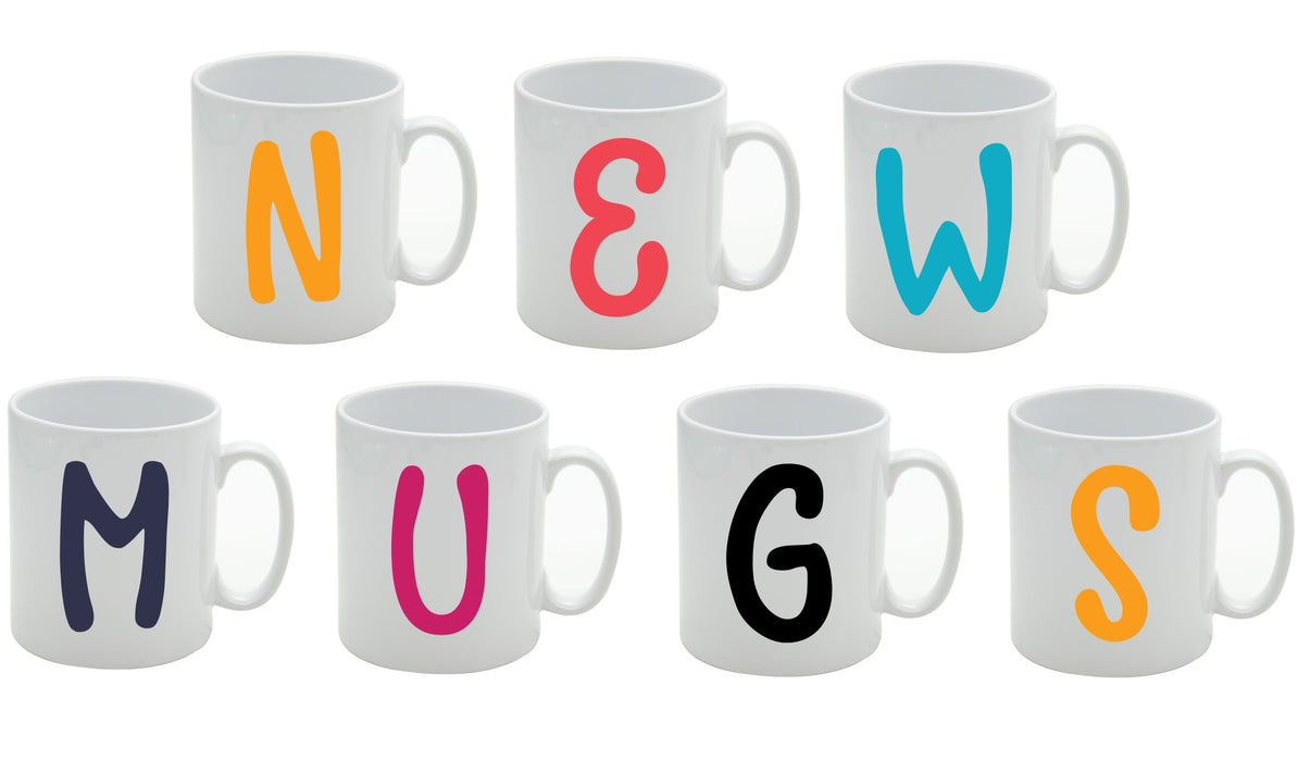 Funky Initial Mug (Personalised Message Optional - Various Colours)