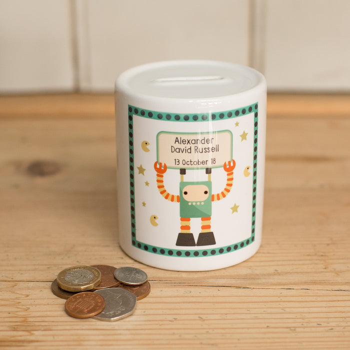 Children's Personalised Robot Money Box