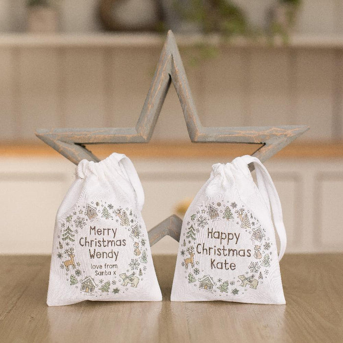 Personalised Christmas Scandi Wreath Gift Bag
