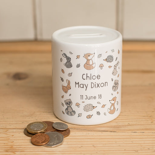 Children's Personalised Woodland Animal Money Box