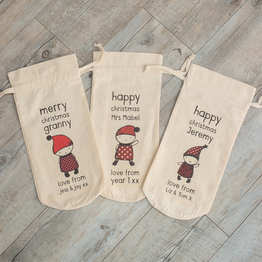 Personalised Christmas Pixie Bottle Gift Bag