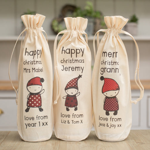 Personalised Christmas Pixie Bottle Gift Bag