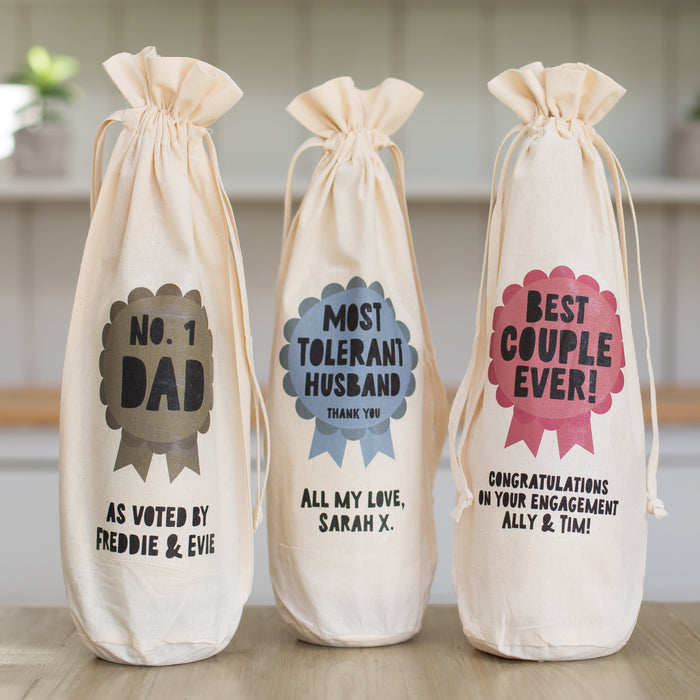 Personalised Rosette Bottle Gift Bag