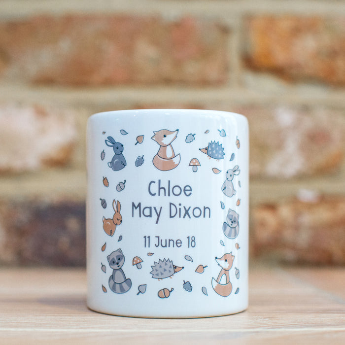 Children's Personalised Woodland Animal Money Box