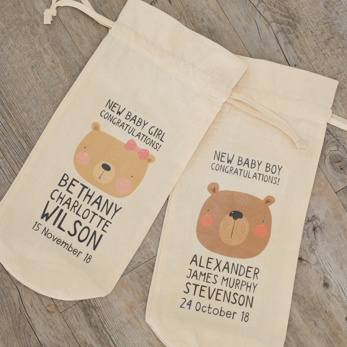 Personalised New Baby Bottle Gift Bag