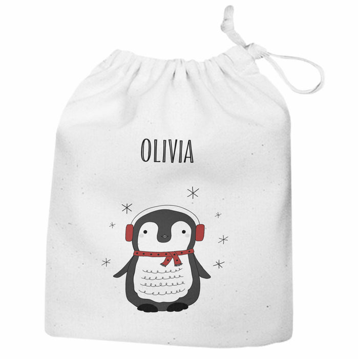 Personalised Christmas Penguin Large Gift Sack