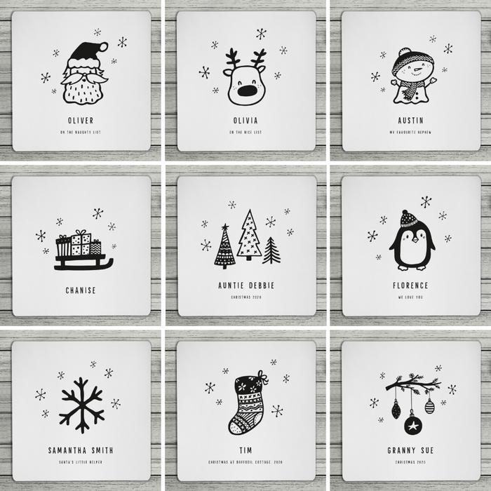 Personalised Christmas Doodle Coaster