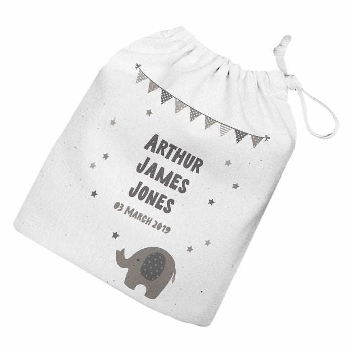Personalised Newborn Baby Gift Set - Grey Elephant
