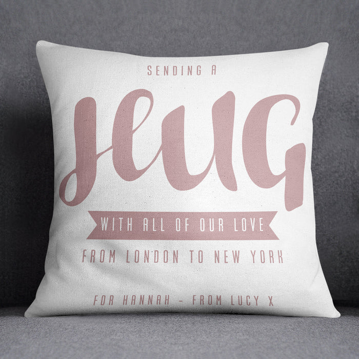 Personalised Hug Across The Miles Cushion