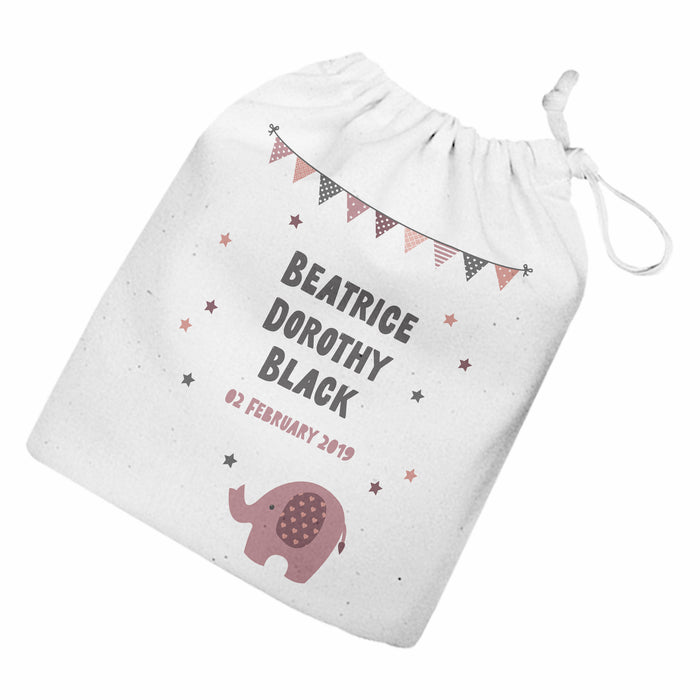Personalised Newborn Baby Gift Set - Pink Elephant