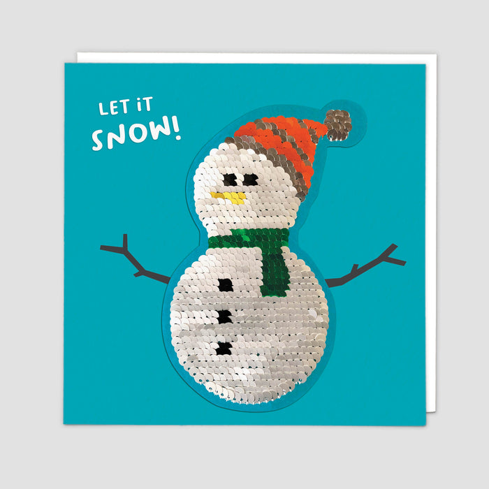 Snowman Reversible Sequin Christmas Card