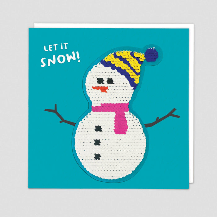 Snowman Reversible Sequin Christmas Card