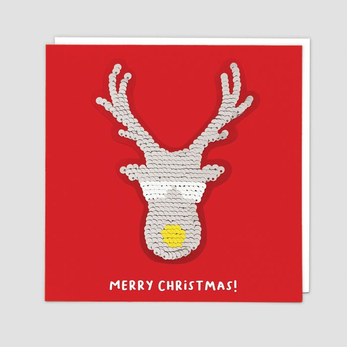 Reindeer Reversible Sequin Christmas Card