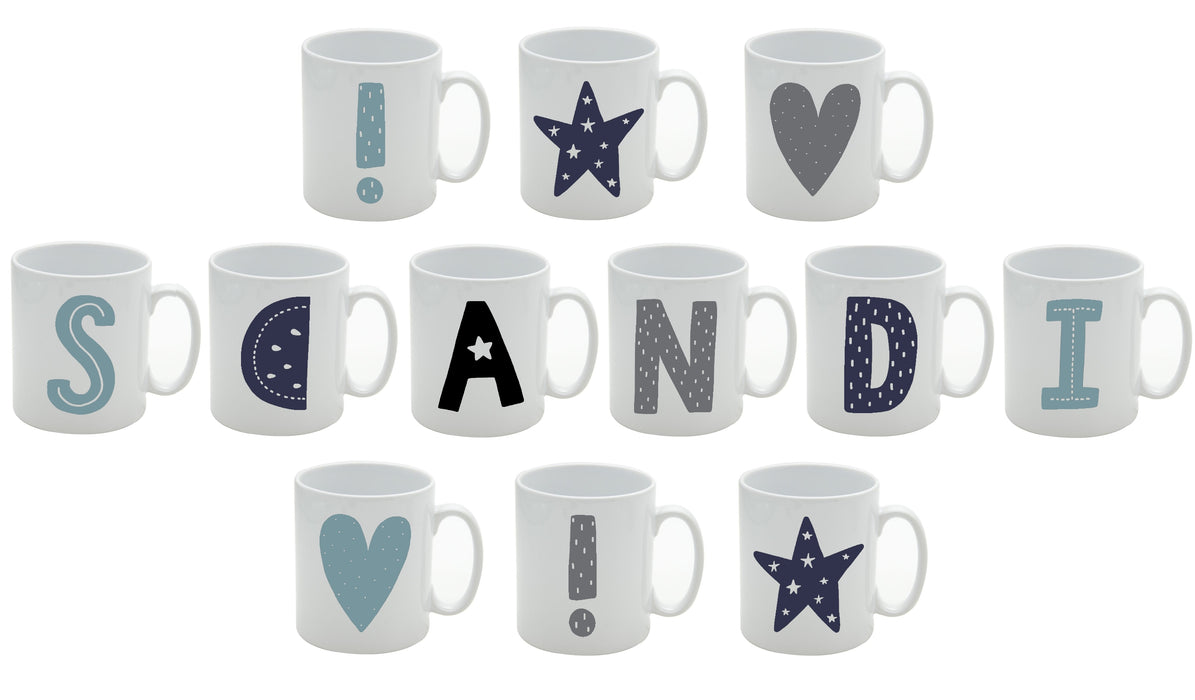 Fun Scandi Personalised Initial Coaster (Mix & Match Colours)
