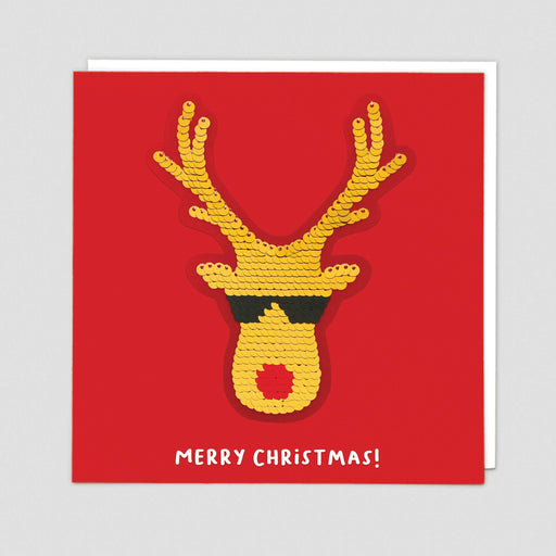 Reindeer Reversible Sequin Christmas Card
