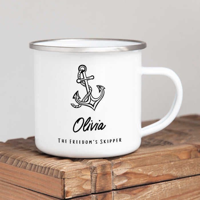 Personalised Sailing Anchor Enamel Mug