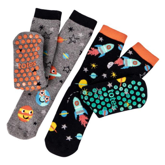 Totes Toddler's Original Slipper Socks - Space