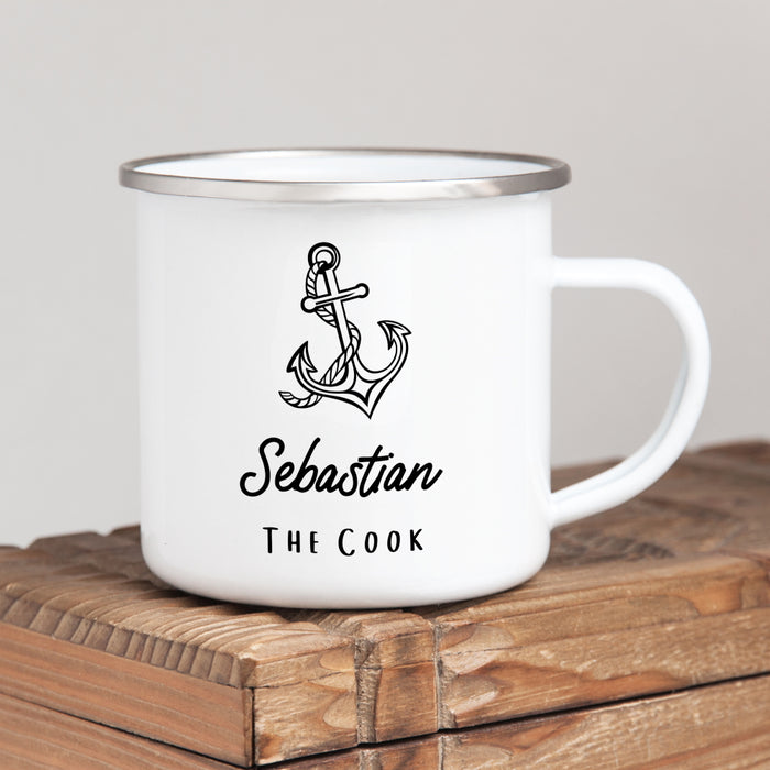 Personalised Sailing Anchor Enamel Mug