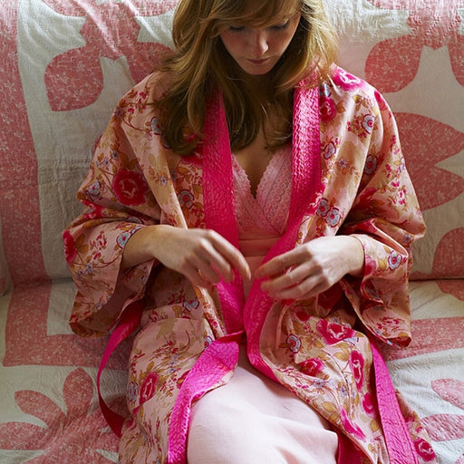 Caro London Pink Beautiful Cotton Wrap Kimono