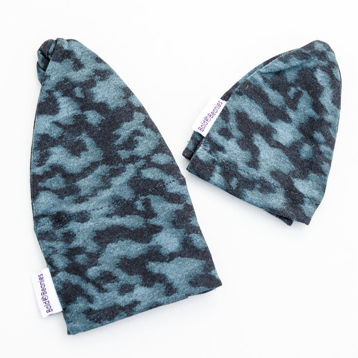 Boy's Liberty Print Blue Camo Bold Beanie + Teddy Beanie (Various Sizes)