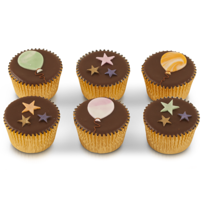 Chocolate Stars & Balloons Fairy Cakes