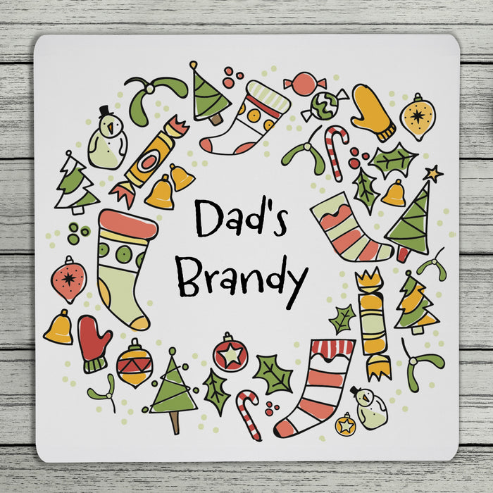 Cheery Christmas Personalised Coaster (Blue Or Red)