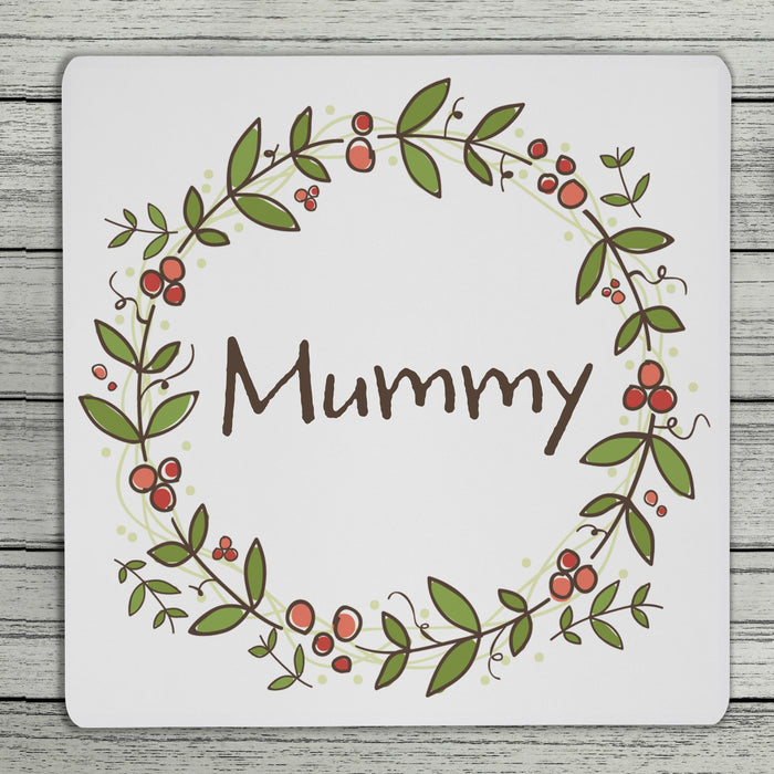 Christmas Berries Personalised Name Coaster