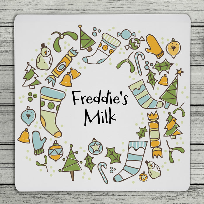 Cheery Christmas Personalised Coaster (Blue Or Red)