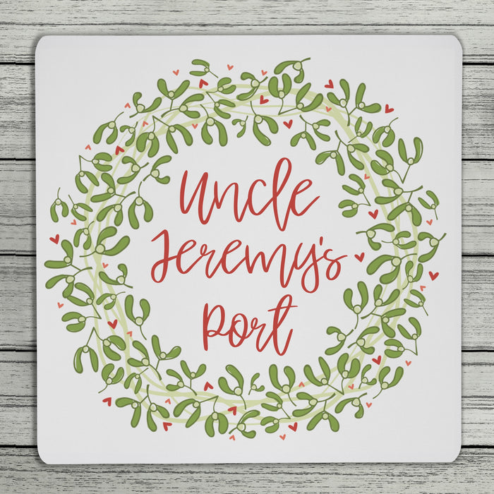 Mistletoe And Love Christmas Personalised Name Coaster