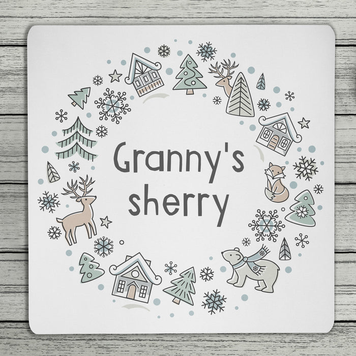 Scandi Christmas Personalised Coaster