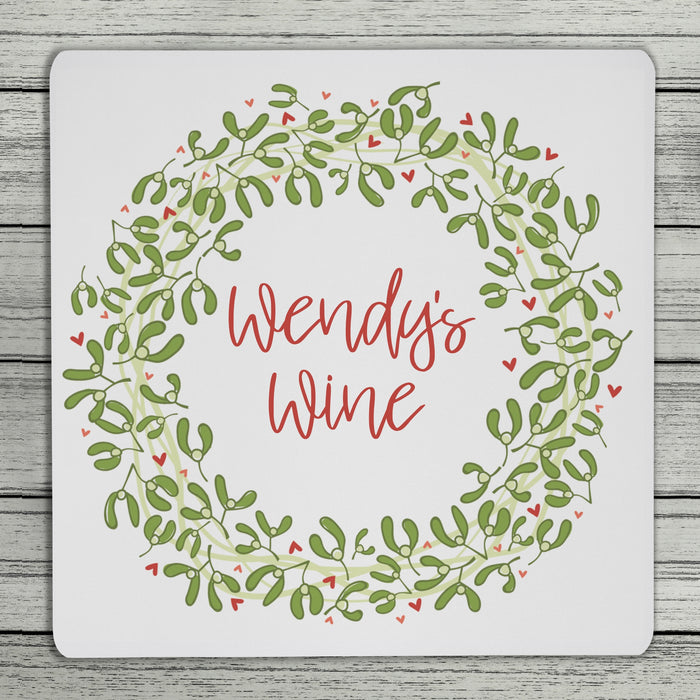 Mistletoe And Love Christmas Personalised Name Coaster