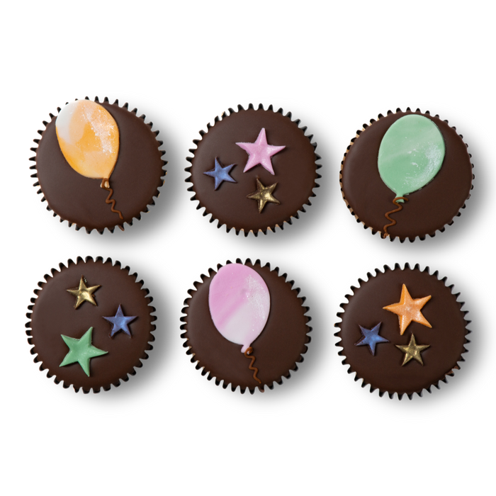 Chocolate Stars & Balloons Fairy Cakes