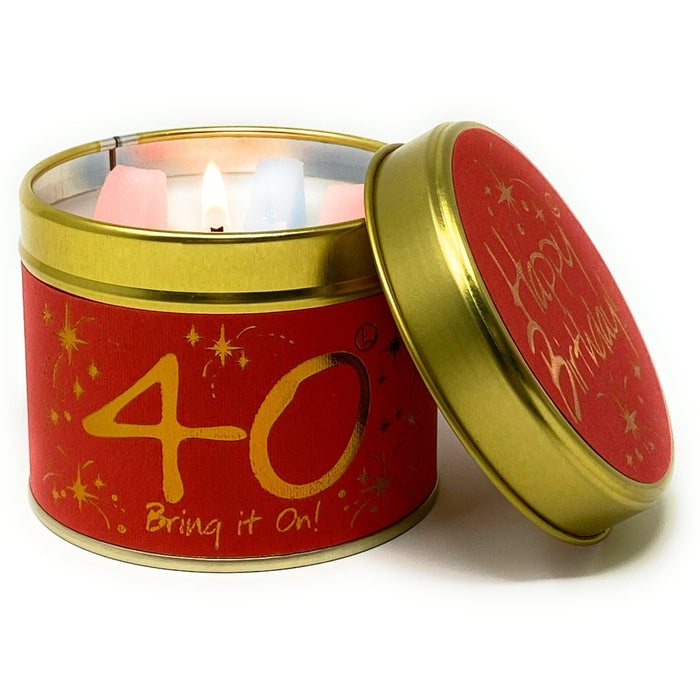 Happy Birthday Candle Tins - Milestone Ages 40