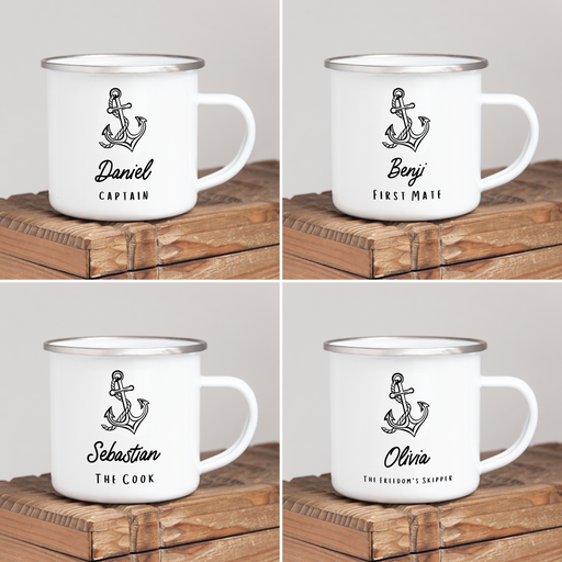 Personalised Sailing Anchor Enamel Mug