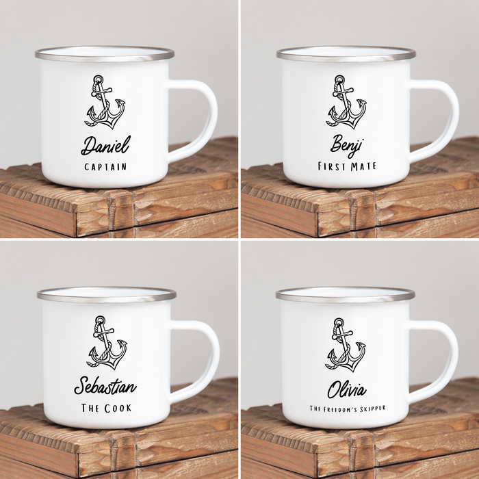 Personalised Sailing Anchor Enamel Mug